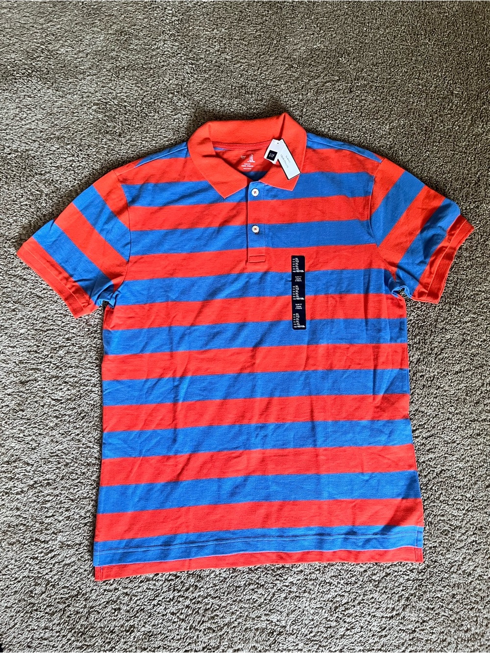 GAP NEW Men's Red & Blue Stripe Polo Shirt